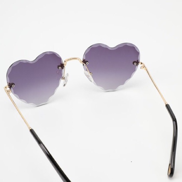 NEW Rimless Beveled Heart Shape Crystal Sunglasses - Picture 3 of 12